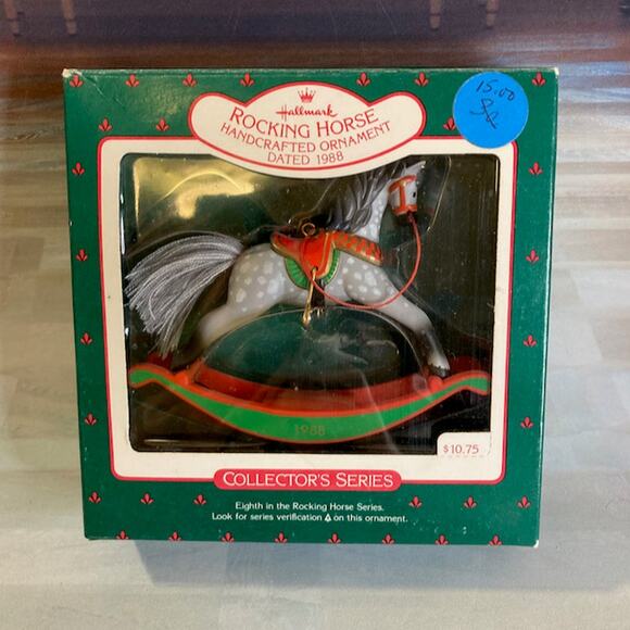 Vintage 80s Hallmark Rocking Horse Ornament #8 in Series (1988) w/Box - Picture 1 of 4